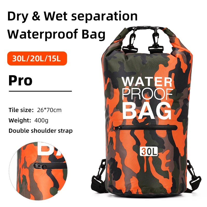 Top Trends: 30L 20L 15L Waterproof Dry Bags Backpack With Wet Separation Pocket For Trekking Kayaking Boating Swimming Outdoor Sports Bag Shoppable Styles