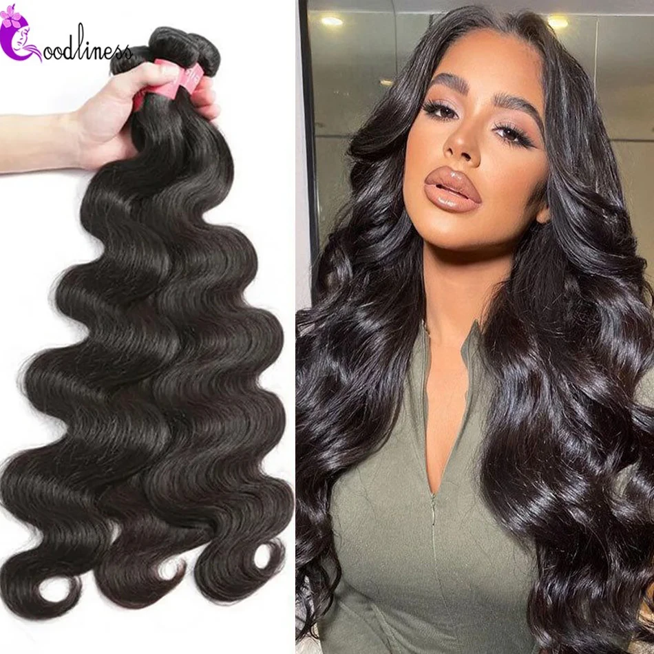 Top Trends: Raw Indian Hair Bundles Unprocessed Body Wave Human Hair Bundles 4PCS Natural Black 10A Virgin Hair Bundles Remy Hair Extensions Shoppable Styles