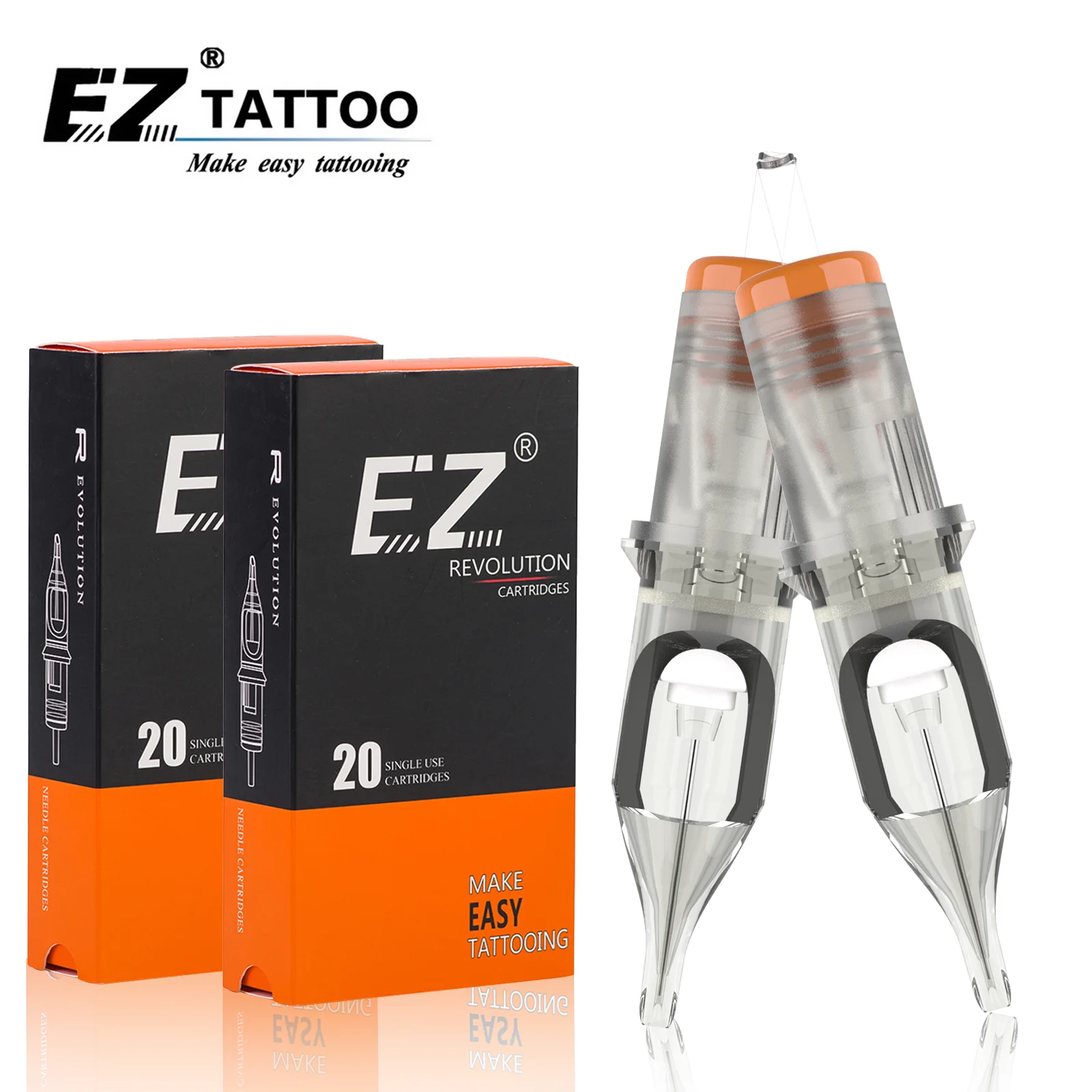 Top Trends: EZ Revolution Cartridge Tattoo Needles Round Shader #12 0.35mm For Rotary Cartridge Tattoo Machines Pen Grips 20pcs / lot Shoppable Styles