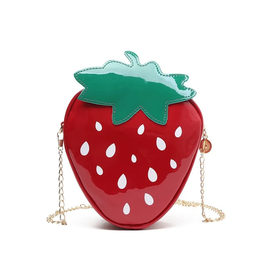 Top Trends: New Fashion Personality PU Strawberry Shoulder Bag Ladies Chain Messenger Bag Girls Cute Fruit Wallets And Handbags Shoppable Styles