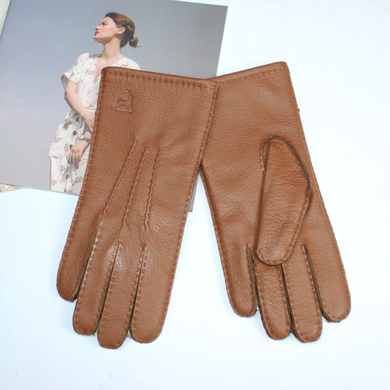 Top Trends: Women&#039;s Deerskin Gloves Touch Screen Hand Sewing Process Wool Knitted Lining Breathable Warm Corrugated Driving Leather Gloves Shoppable Styles