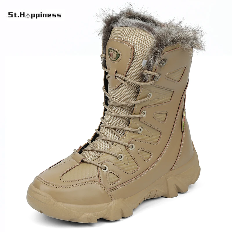 Top Trends: Winter Men's Military Boot Combat Mens Non-slip Ankle Boot Tactical Big Size Warm Fur Army Snow Boot Men Shoes Motocycle Boots Shoppable Styles