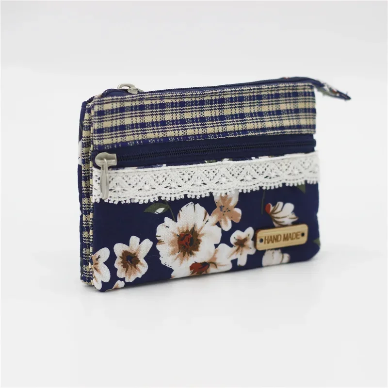 Top Trends: Fashion Flower Multi-layer Cotton Fabric Coin Purse Women Card Wallet Small Change Bag Retro Canvas Female Hand Purses Pouch New Shoppable Styles