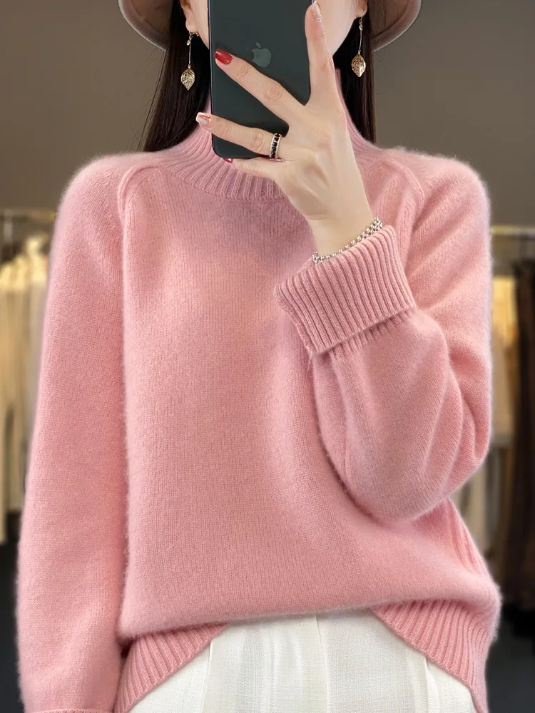 Top Trends: Autumn Winter Women&#039;s Sweater 100% Merino Wool Thick Pullover Long Sleeve Turtleneck Casual Cashmere Knitwears Female Clothing Shoppable Styles