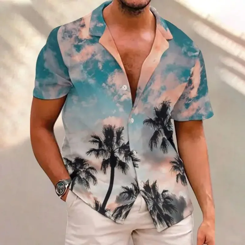 Top Trends: Summer Men Clothing Vacation Beach Style Hawaiian Shirt Fashion Vintage New Y2k Clothes Print Short Sleeve Basic Casual Tops Shoppable Styles