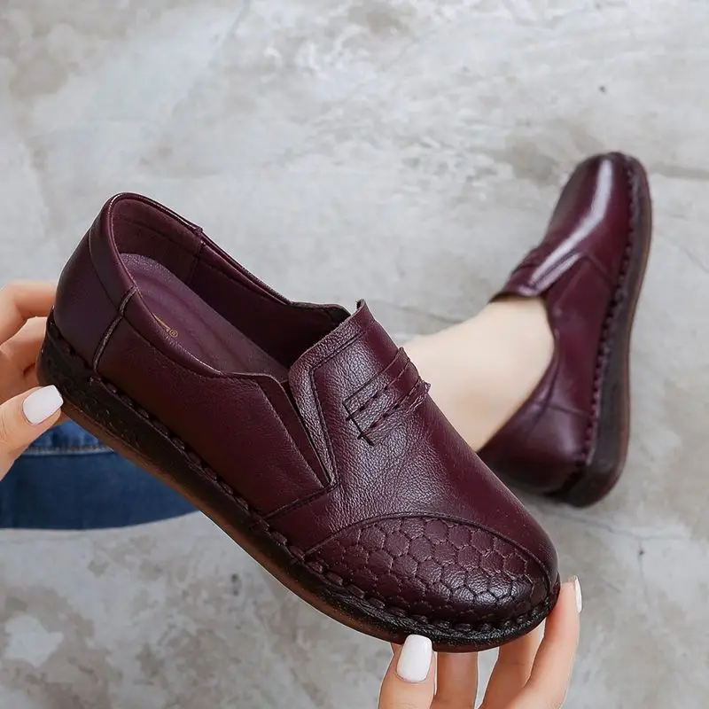 Top Trends: Purple Cowhide Leather Shoes For Women Luxury Moccasins Ladies Slip On Driving Shoes Big Size 42 Woman's Loafers Shoppable Styles