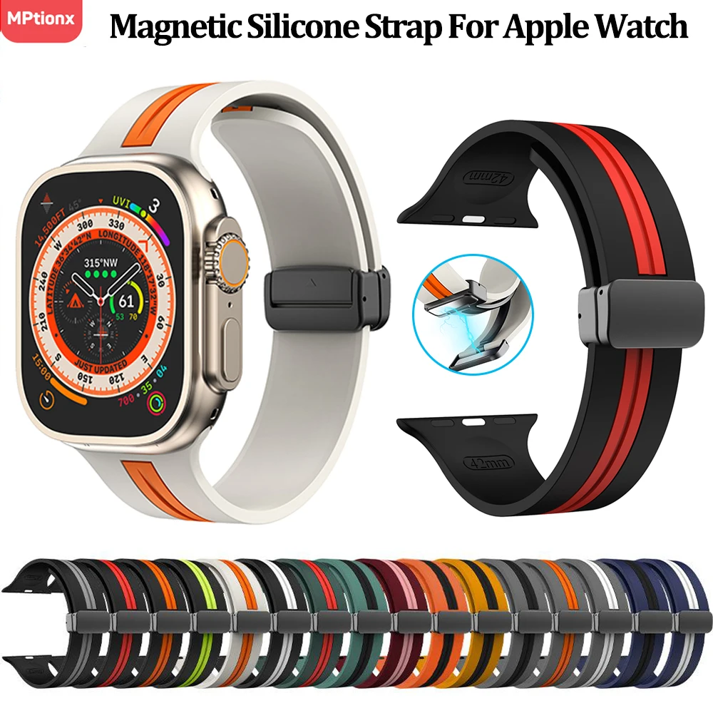 Top Trends: Magnetic Strap For Apple Watch Band Ultra 49mm 44mm 45mm 40mm 41mm 42mm 38mm Silicone Bracelet IWatch Series 7 8 Se 6 5 3 Ultra2 Shoppable Styles