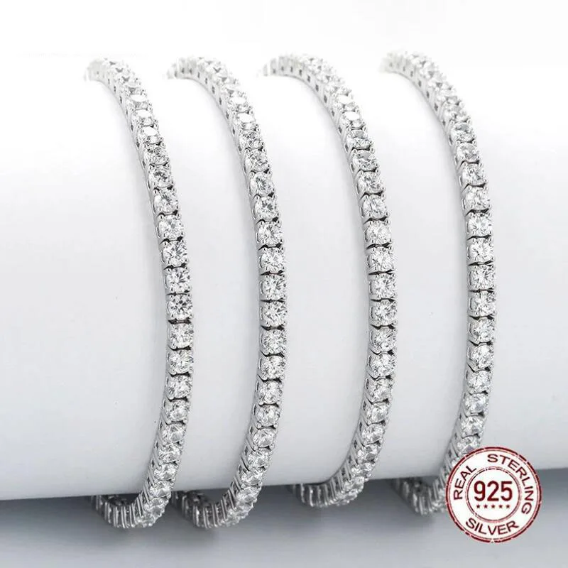 Top Trends: Pure Silver Of 17.5-18CM Tennis Bracelet Jewelry 2-4mm 5A CZ Eternal Gift For Wife Stunning Real 925 Jewellery Shoppable Styles