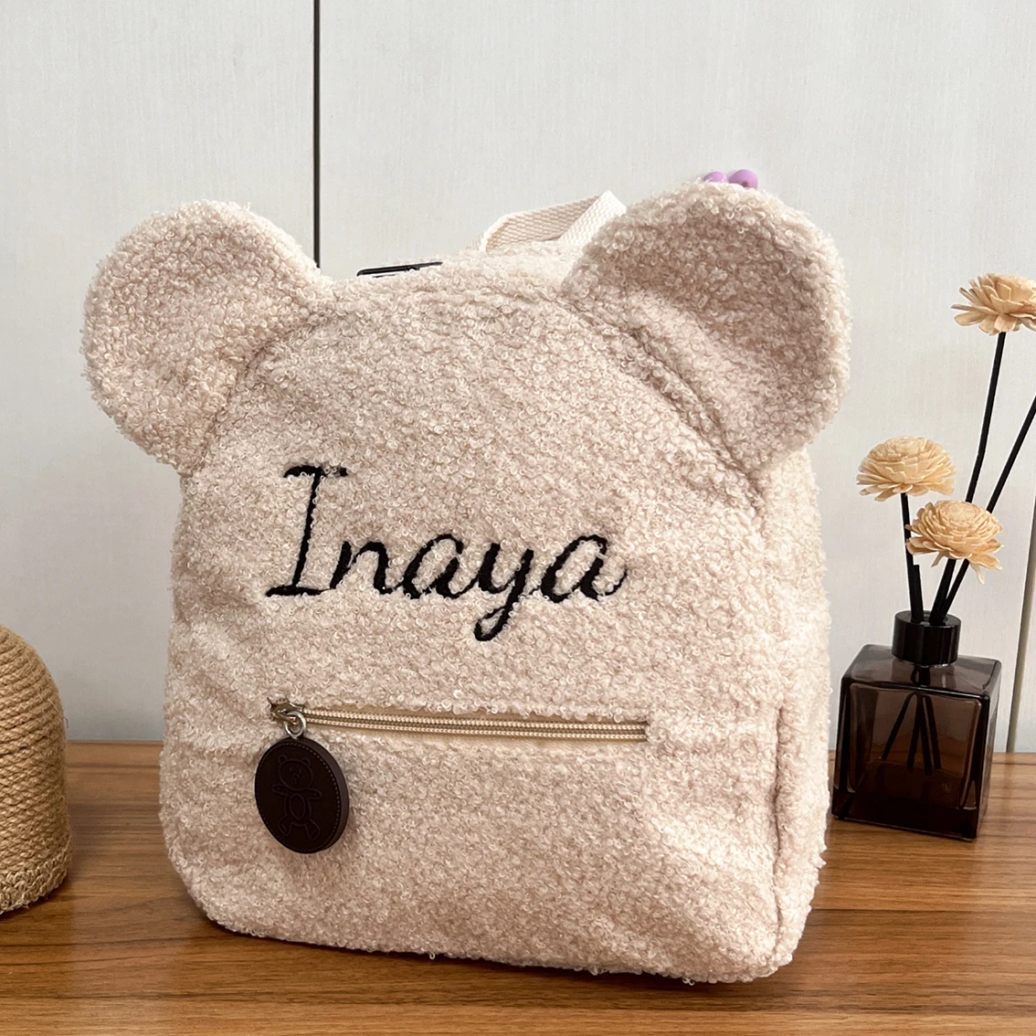 Top Trends: Personalised Womens Girl Cute Bear Pattern Backpack Embroidered Plush Toddler Backpack Custom Name Small Casual Shoulder Daypack Shoppable Styles