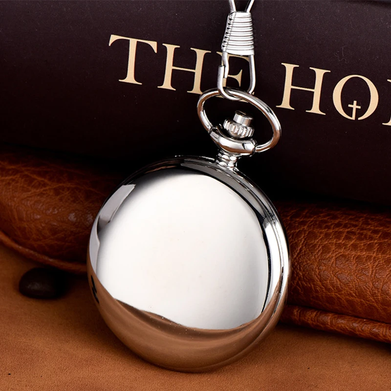 Top Trends: Vintage Luxury Smooth &amp; Matte Sliver Case Quartz Pocket Watch For Men Roman Numeral Fob Chain Necklace Pendant Clock For Gifts Shoppable Styles