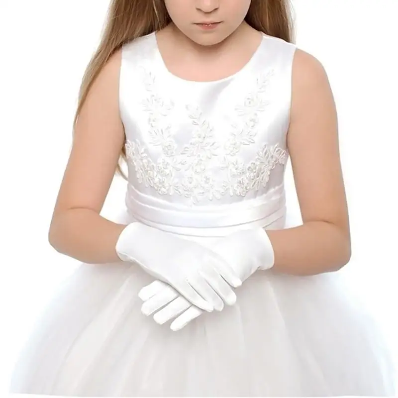 Top Trends: Children's Gloves White Short Satin Texture Children's Dance Stage Accessories Wedding Flower Gloves Wedding Accessories Shoppable Styles