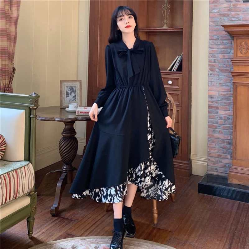 Top Trends: 2022 Spring And Autumn New Korean Fashion Casual Dress Women's Court Style French Stitching Elegant Women's Dress Shoppable Styles - Image 6