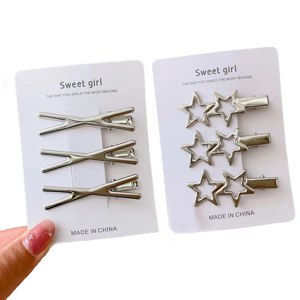 Top Trends: 3 / 6 / 9 / 12Pcs Girl Y2k Hair Pins Silver Metal Duckbill Clip Women Hair Clips Side Bangs Female Ladies Barrettes Hair Accessories Shoppable Styles