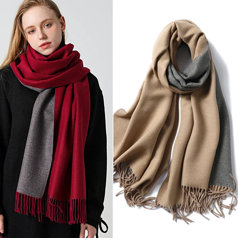 Top Trends: Winter Cashmere Scarf Women Thick Warm Shawls Wraps Lady Solid Scarves Fashion Tassels Pashmina Blanket Quality Foulard 2023 New Shoppable Styles