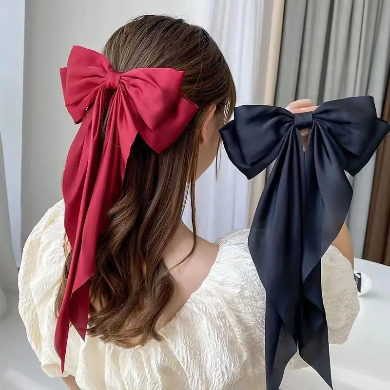 Top Trends: Large Vintage Streamer Bow Super Fairy Temperament Hair Clip Spring Clip Hair Accessories For Women Gifts Shoppable Styles