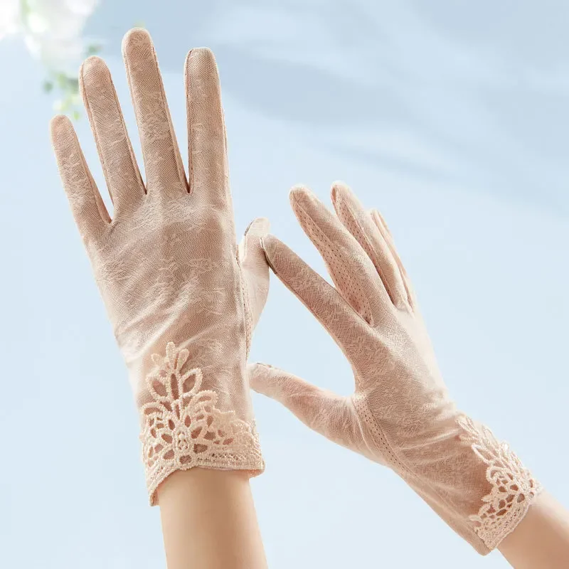 Top Trends: Sunscreen Gloves Non-slip Lace Ice Silk Gloves Sexy Female Thin Section Summer UV Touch Screen Driving Long Gloves Shoppable Styles