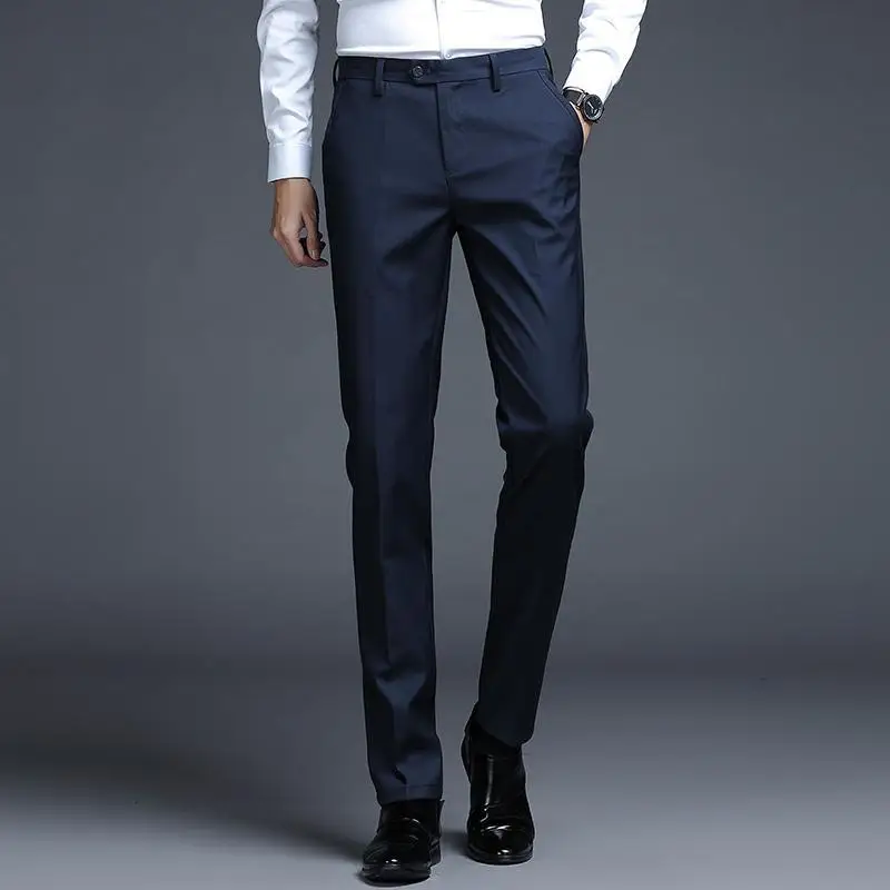 Top Trends: Solid Breathable Business Casual Trousers Spring Summer 2023 New Slim Fitting Straight Tube Solid Fashion Men Pants Shoppable Styles