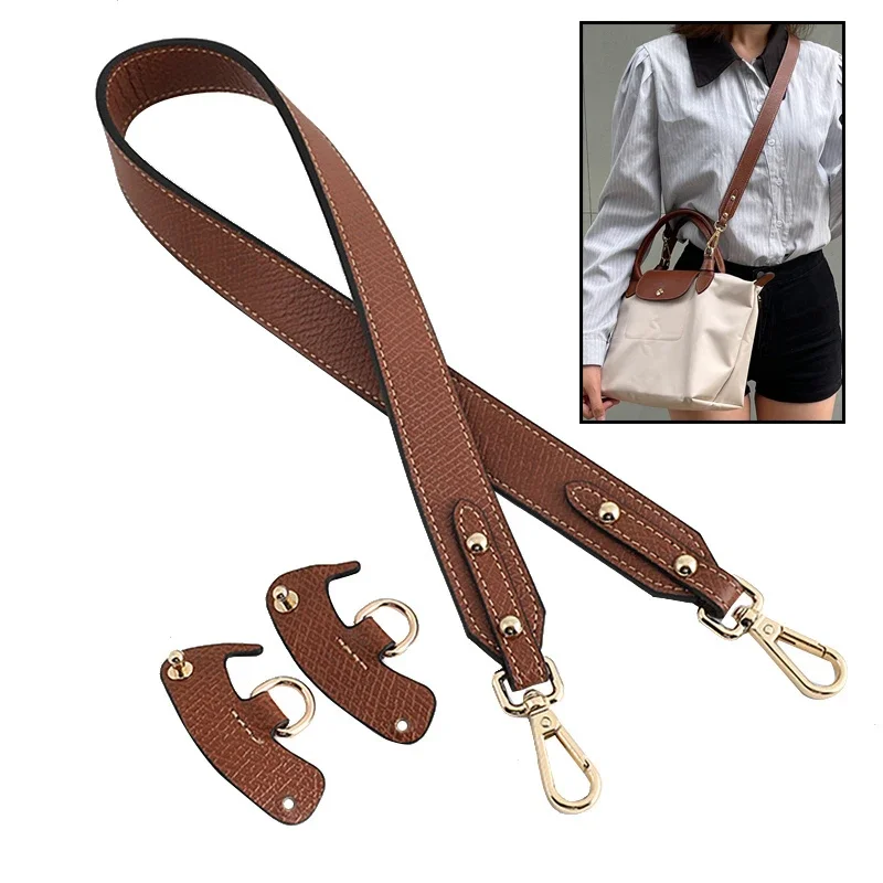 Top Trends: Bag Shoulder Strap For Longchamp Short Handle Bag Adjustable Free Punching Modified Messenger Strap Real Leather Shoulder Strap Shoppable Styles