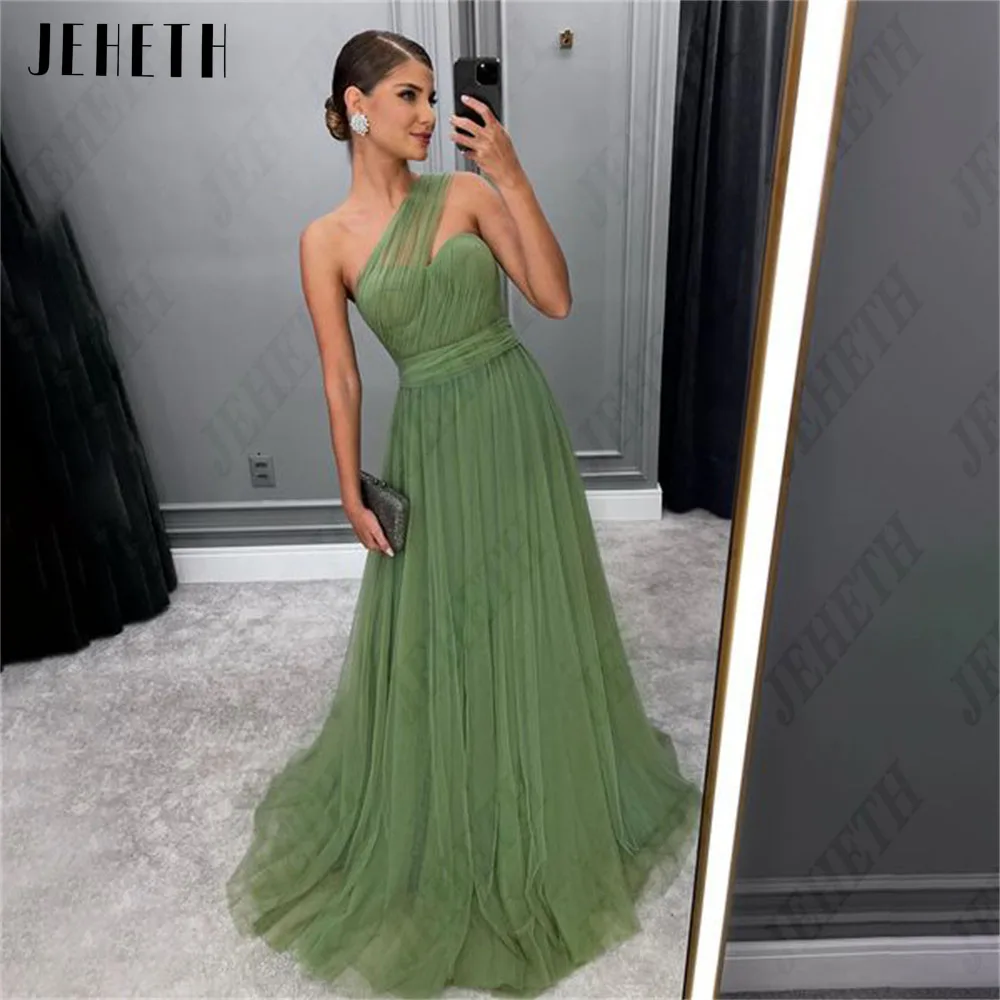 Top Trends: JEHETH Modern Evening Dresses Green One Shoulder Sleeveless Prom Dresses Sweetheart Vestidos De Fiesta Elegantes Para Mujer 2023 Shoppable Styles