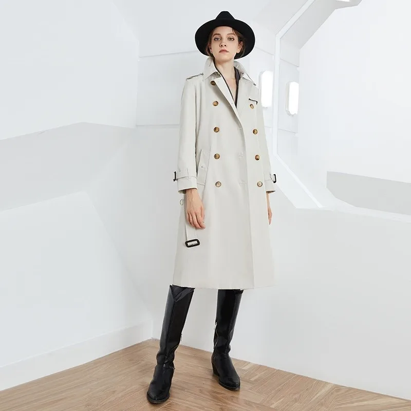 Top Trends: Double-breasted Trench Coat For Women Autumn Lapel Collar New Extended British Style Grace Windbreaker 2023 Dropshipping Shoppable Styles