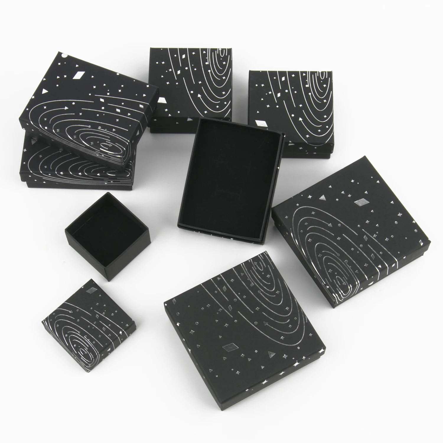 Top Trends: Black Jewelry Box Silver Color Starry Sky Cardboard Boxes For Ring Necklace Earring Pendant Jewelry Display Packaging Box Shoppable Styles