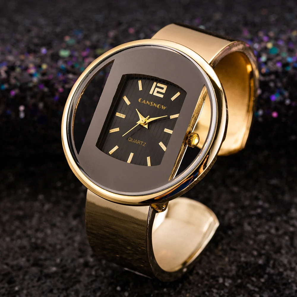 Top Trends: Luxury Top Brand Women Watches 2023 Fashion Big Dial Bangle Quartz Watch Elegant Dress Gold Sliver Ladies Watch Montres Femmes Shoppable Styles