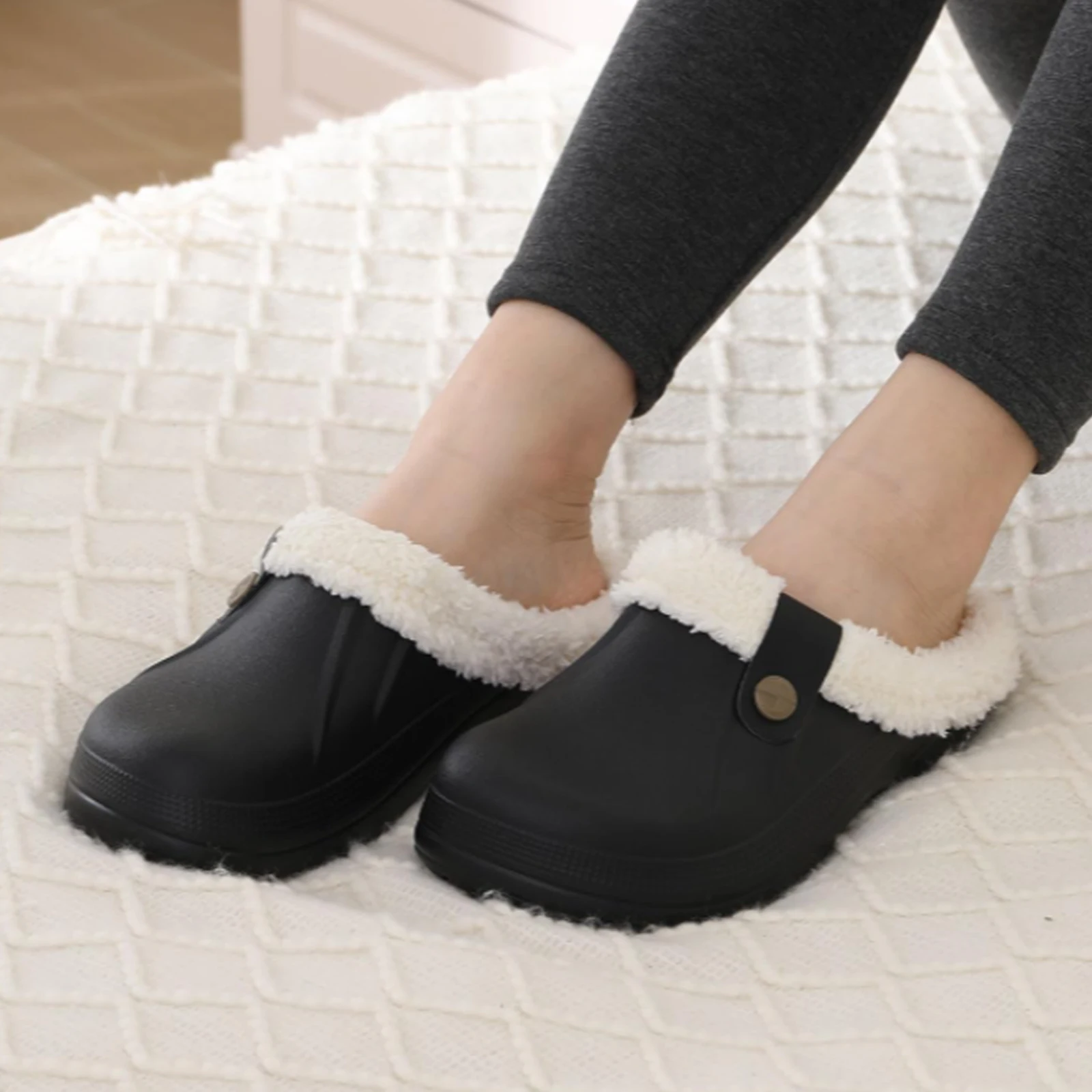 Top Trends: Litfun Winter Plush Garden Shoes Women Fur Clogs Slippers Men Soft Furry Waterproof Slippers Outdoor New Cozy Fuzzy Home Slipper Shoppable Styles