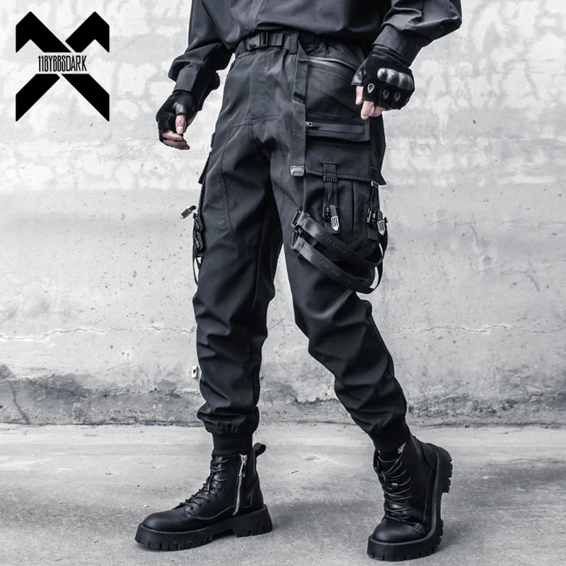 Top Trends: Techwear Functional Cargo Pants Men Fashion Tactical Multi Pockets Trousers 2023 Spring Hip Hop Streetwear Pants Black Shoppable Styles