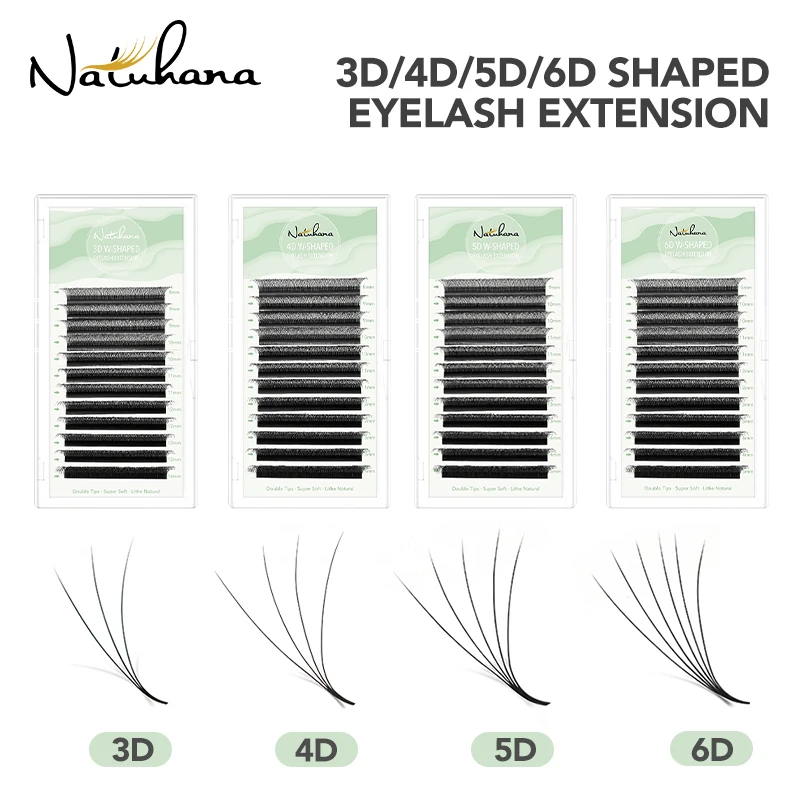 Top Trends: NATUHANA Individual Mink Lashes 3D 4D 5D 6D 8DW C / D Curl Shaped Eyelash Extension Clover Handmade Premade Volume Fans Makeup Shoppable Styles