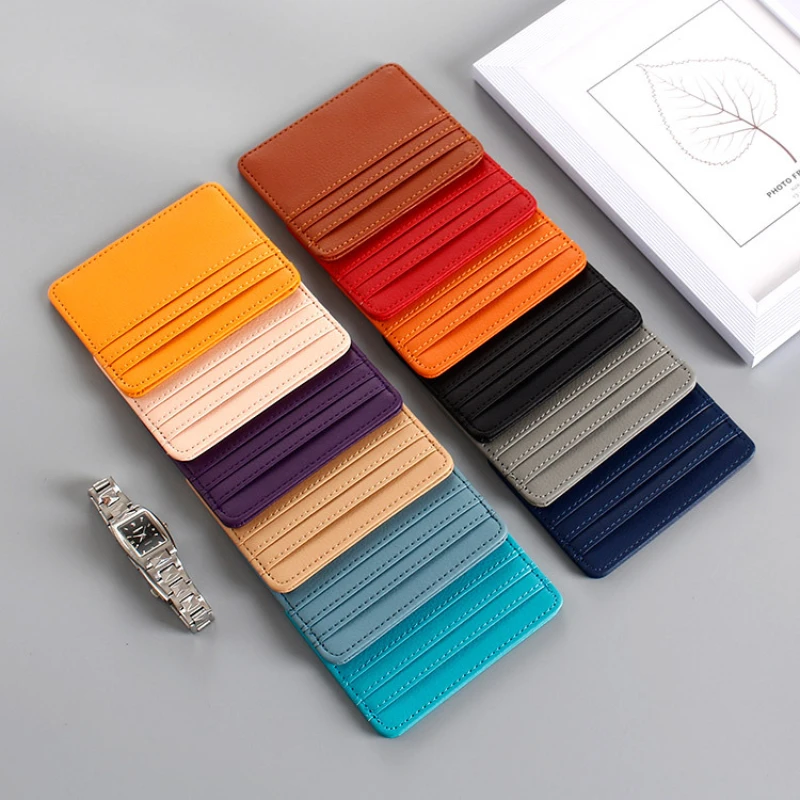 Top Trends: 1Pcs Pu Leather ID Card Holder Candy Color Bank Credit Card Box Multi Slot Slim Card Case Wallet Women Men Business Card Cover Shoppable Styles