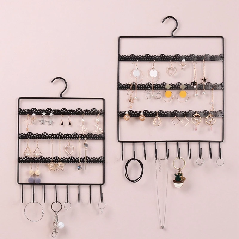 Top Trends: Jewelry Organizer Stand Holes And Hooks Wall Earring Organizer Jewelry Hanging Holder Necklace Earring Display Rack Shoppable Styles