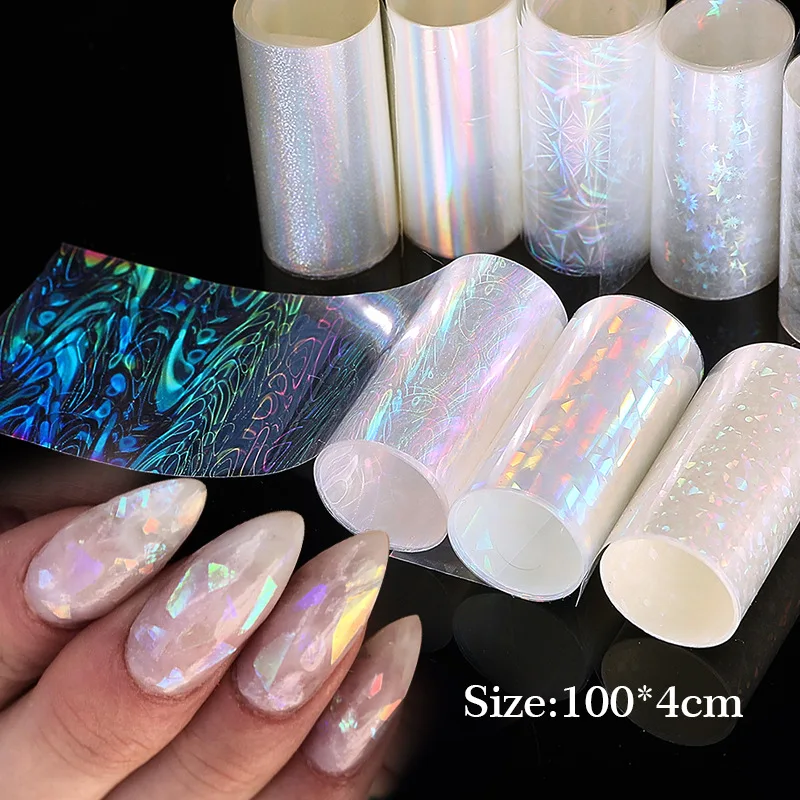 Top Trends: Nail Art Aurora Cellophane Glass Foil Film Sticker Colorful Transfer Laser Jewelry Paper Manicure Nails DIY Decoration Wholesale Shoppable Styles