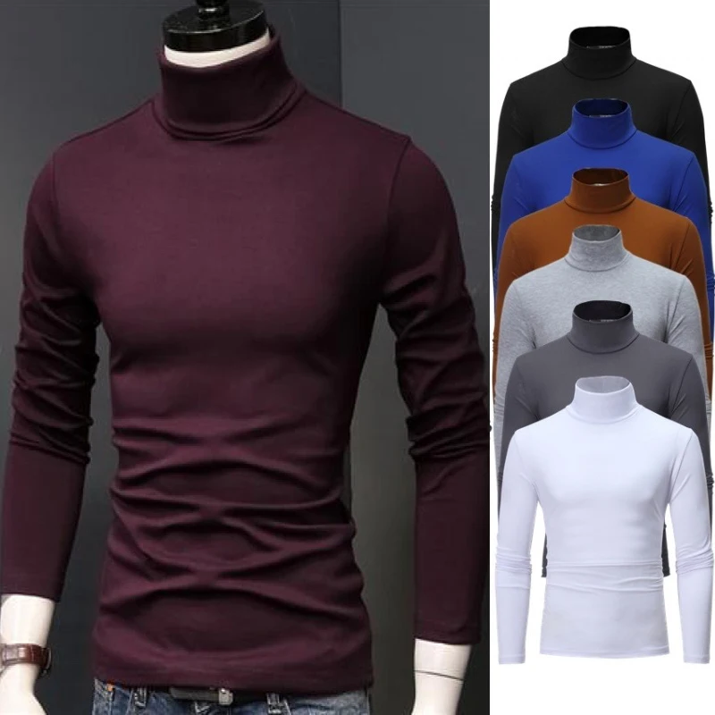 Top Trends: 2023 New Man Thermal Turtleneck Casual Sleepwear Shirt S-2XL Sleeve Long Slim Coat 5colors Basic Sweater Bottom Winter Shoppable Styles