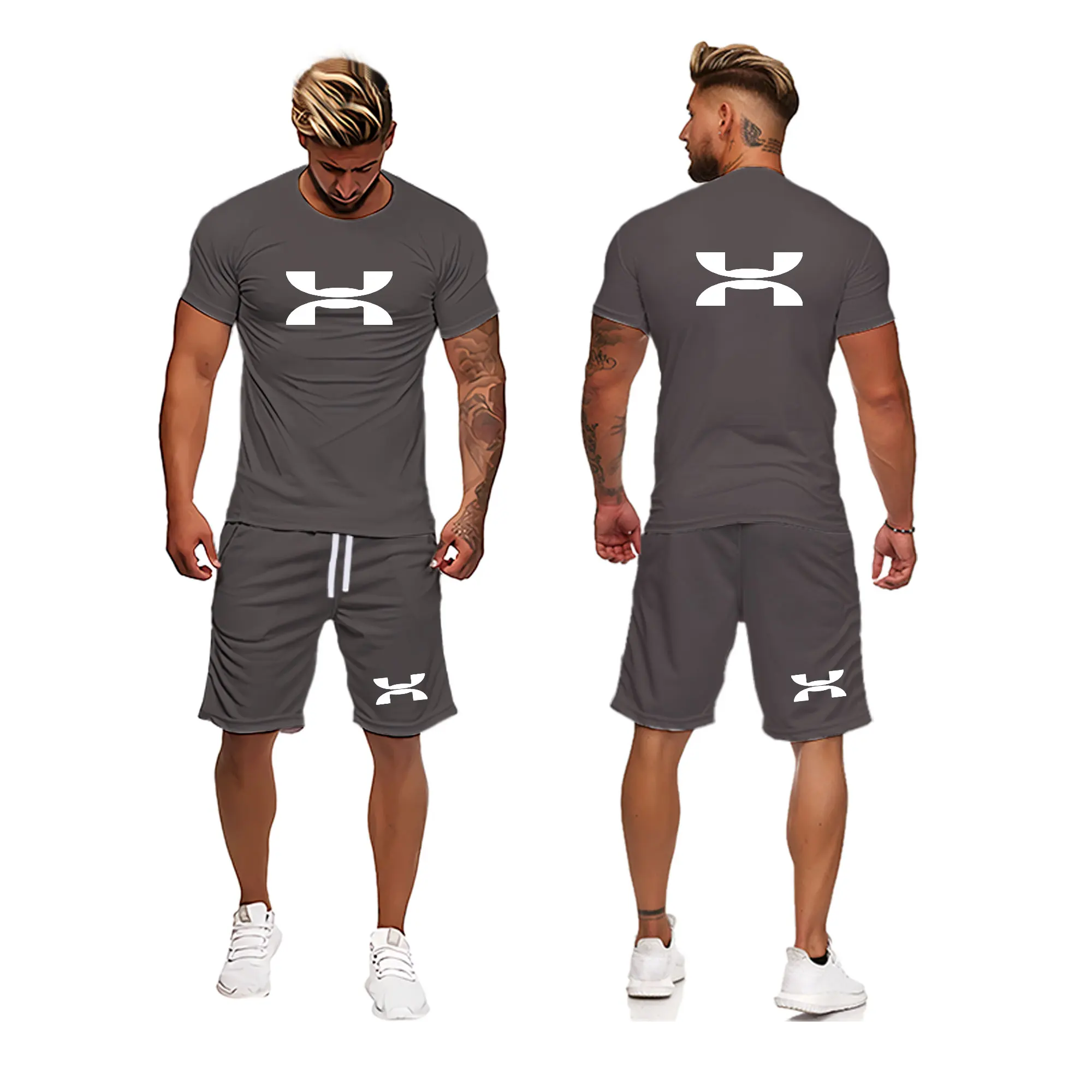 Top Trends: Men Short Sleeve Two Pieces Set Summer Men's Sets Print Tracksuit Streetwear 2022 Casual Mens Short Set T-Shirt Shorts Clothing Shoppable Styles