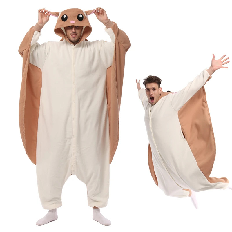 Top Trends: ELEIMOS Halloween Flying Squirrel Onesie For Women Men Adult Animal Kigurumis Pyjamas Cartoon Pajama Homewear Cosplay Costume Shoppable Styles