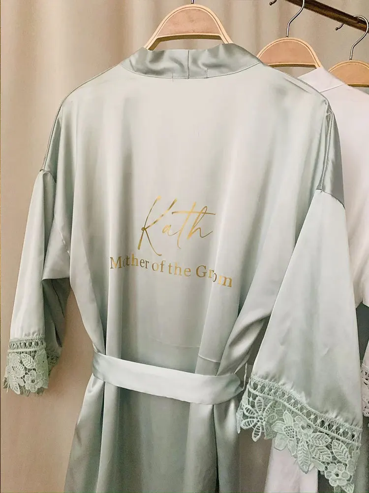 Top Trends: Personalised Robe Green Custom Bridal Robe Wedding Bridesmaid Kimono Sage Green Bathrobes Silky & Lace Detail Bridal Party Dress Shoppable Styles