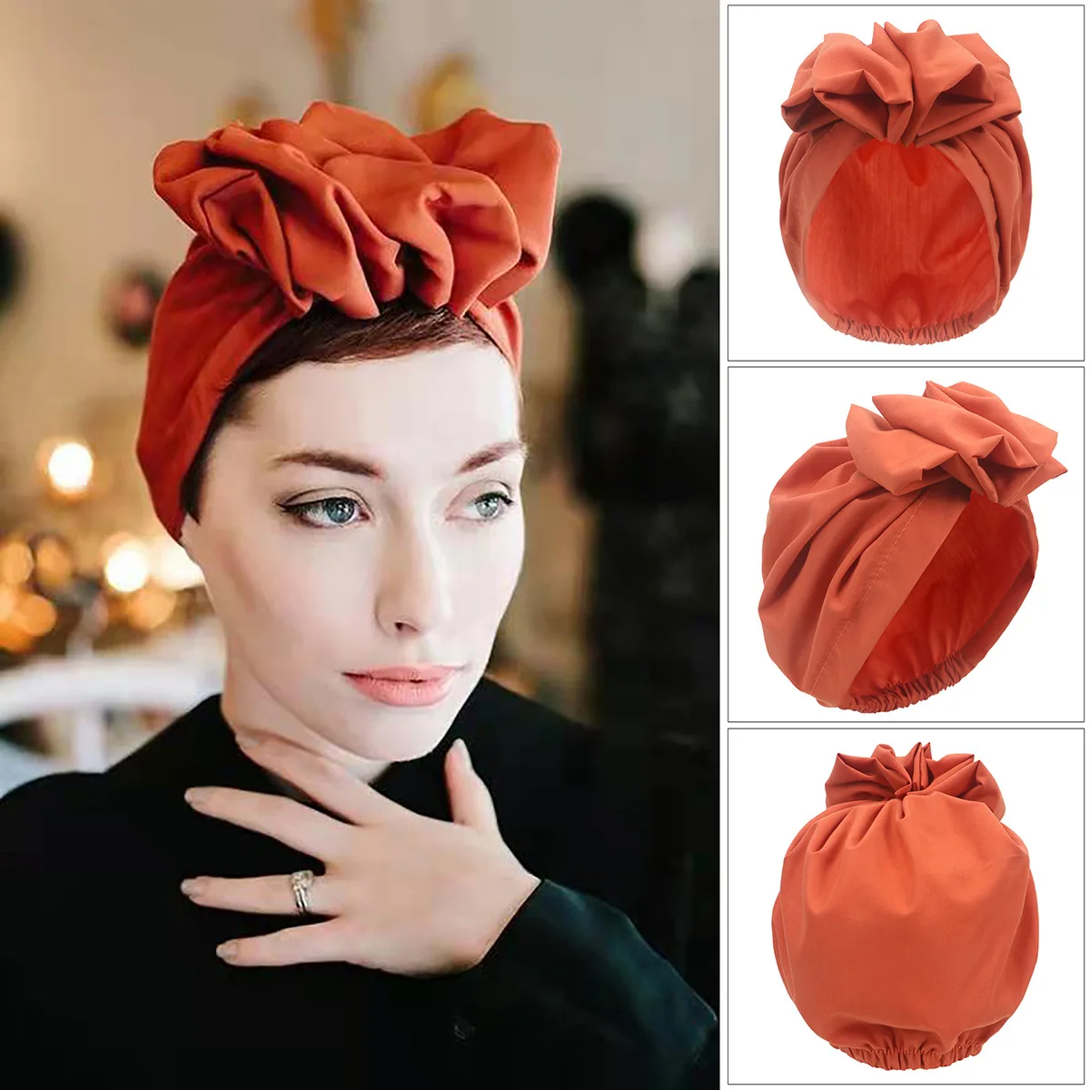 Top Trends: 2022 French Retro Women Turban Cap Flower Ladies Headwrap Beanies Muslim Headscarf Bonnet Female Headpiece Shoppable Styles - Image 2