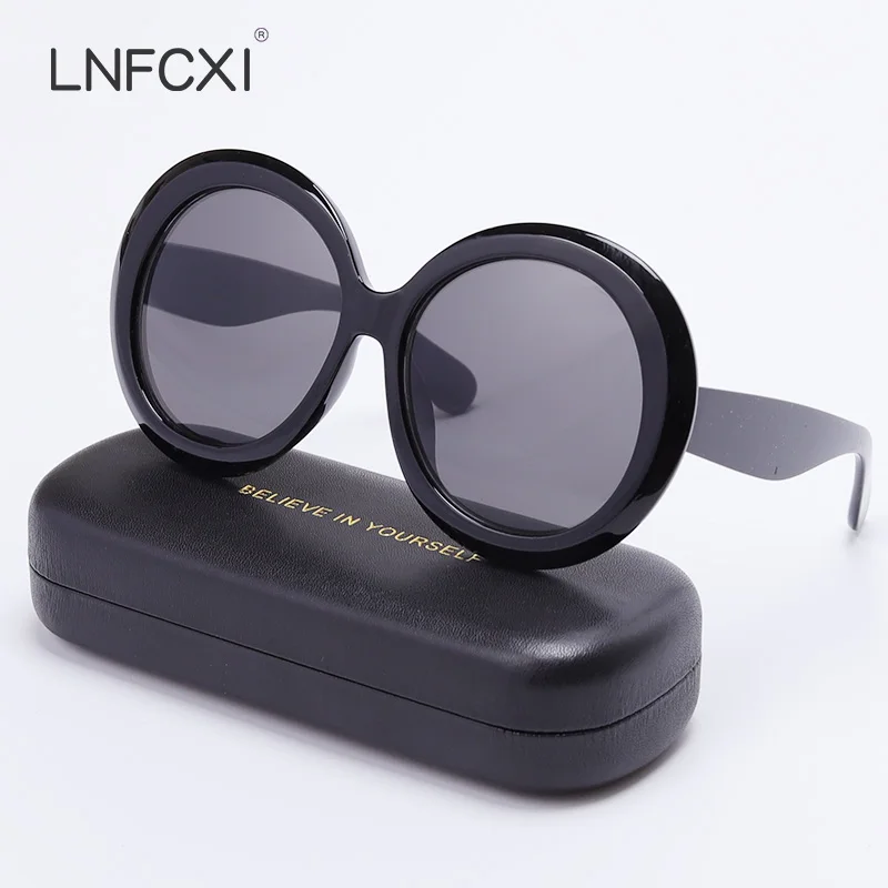 Top Trends: LNFCXI Fashion Round Oversized Oval Sunglasses Women / Men Vintage Glasses For Women Luxury Black Green Oculos De Sol Gafas Shoppable Styles