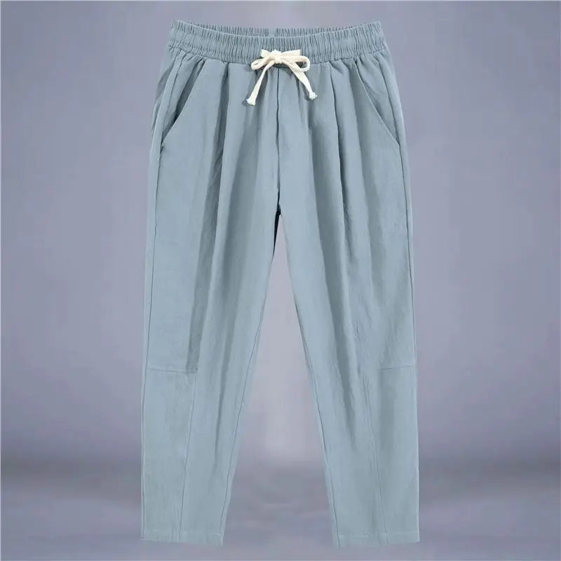 Top Trends: 2033 New Summer High Waist Lace Up Panel Pocket Fashion Loose Breathable Cotton Linen Straight Oversize Men's Casual Pants Shoppable Styles - Image 6