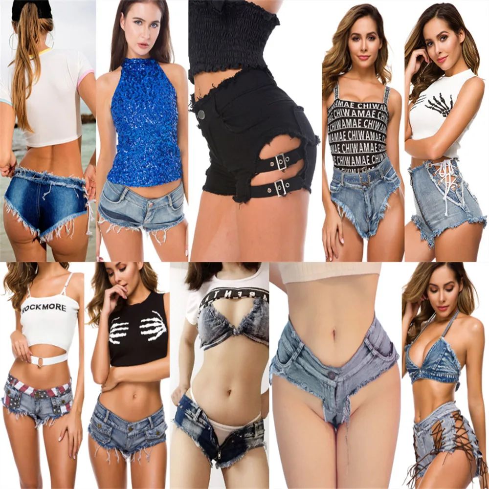 Top Trends: Women Sexy Denim Jeans Shorts Girl High Waist Low Waist Nightclub Pole Dance Hot Shorts YF049- #616 Shoppable Styles