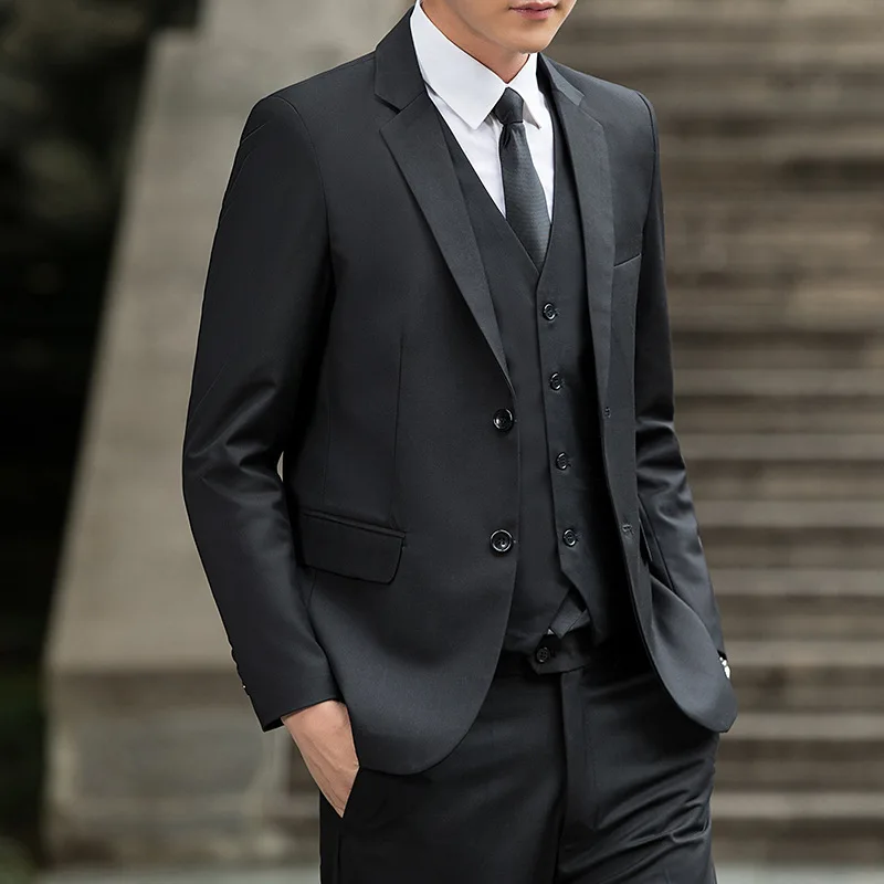 Top Trends: S-6XL (Blazer+ Vest+ Pants ) Men Business Formal Suit Casual Slim Elegant 3-piece Set Black Navy Blue Wine Red Gray Groomsmen Shoppable Styles