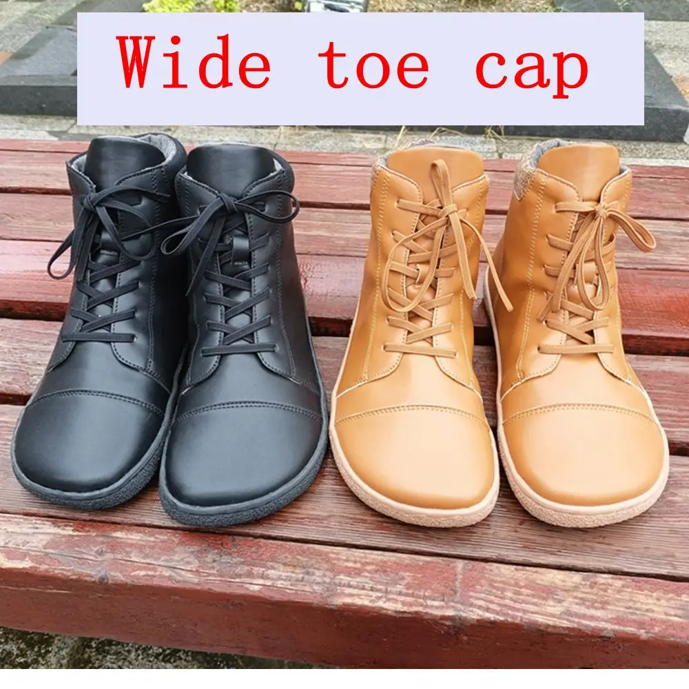 Top Trends: TONGLEPAO Barfuß Leder Stiefel Mit Stoff Linning Innen Für Frauen Und Kinder Null Drop Breiter Zehen Box Shoppable Styles