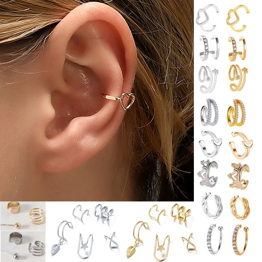 Top Trends: Hollow Heart Clip Earrings For Women Earing Without Hole Jewelry Fake Earrings Single Ear Bone Clip Earings Ear Cuffs Wholesale Shoppable Styles