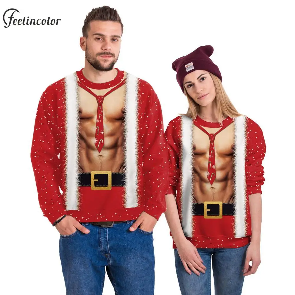 Top Trends: Christmas Party Pullover For Men Muscle Printed Crewneck Sweatshirts Xmas Gift Clothes Couple Outfit Funny Oversized Streetwear Shoppable Styles - Image 2