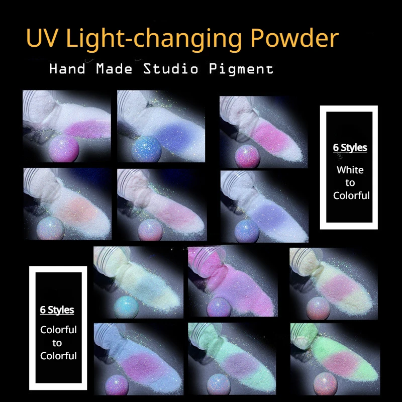 Top Trends: 10g / box UV Sensitive Color Temperature Changing Powder DIY Handmade Nail Art Glitter Powder UV Light-changing Cosmetic Pigments Shoppable Styles - Image 6