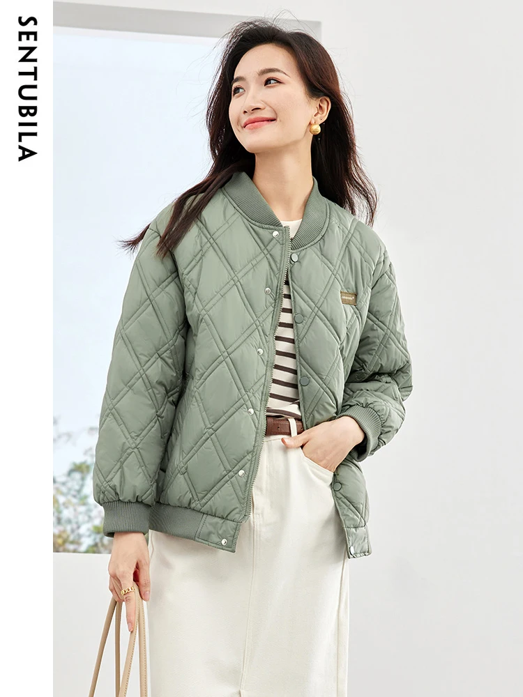 Top Trends: Sentubila Women's Autumn Winter Parkas Jacket 2023 Stand Collar Cotton Padded Jackets Rhombus Button Warm Outwear Top W34M50220 Shoppable Styles