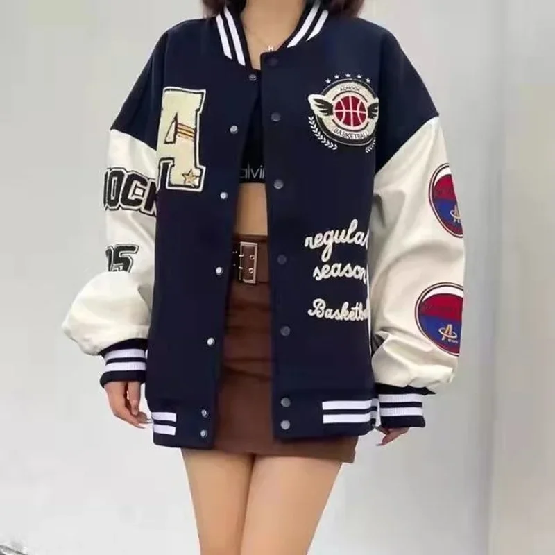 Top Trends: Letter Flocking Baseball Jersey Spring And Fall Men's And Women's Jackets Streetwear Hip Hop Leisure Printing Coat Loose Shoppable Styles