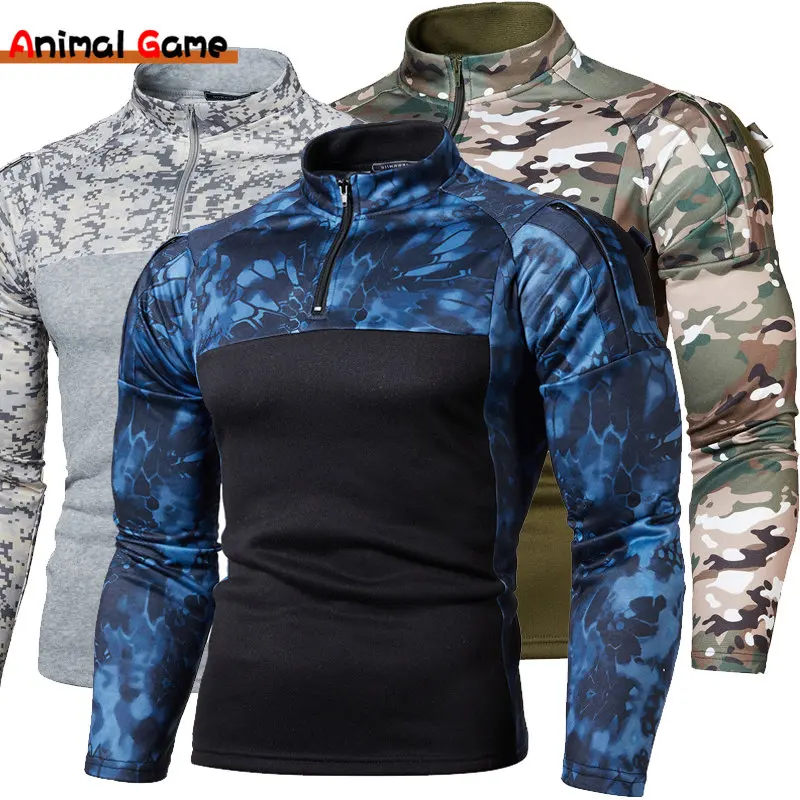 Top Trends: Mens Autumn Tactical Combat Sweaters Men Military Warm Camouflage Zippers Sweatsuits US Army Clothes Camo Long Sleeve Tops Shoppable Styles