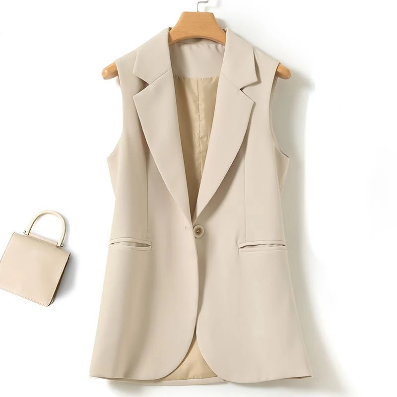 Top Trends: New Woman Classic Long Vest Female Elegant Suit Sleeveless Jackets Outerwear Office Ladies Slim Waistcoat Tops G566 Shoppable Styles