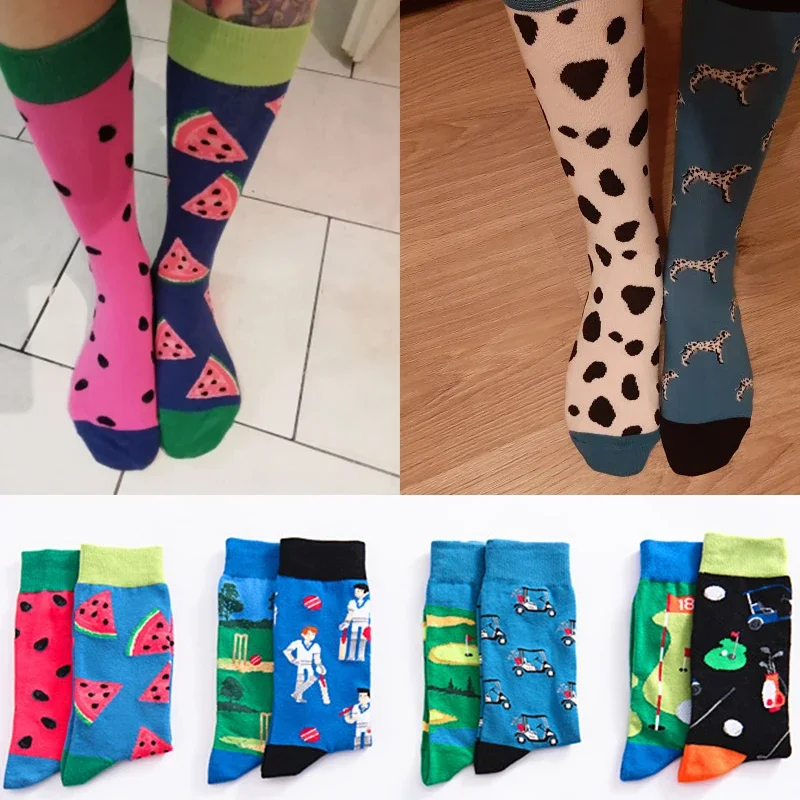 Top Trends: 2021 New Style Pure Cotton Personality Trend Men&#039;s Cotton Socks Trend Left And Right Foot Socks Cartoon Abstract Couple Socks Shoppable Styles